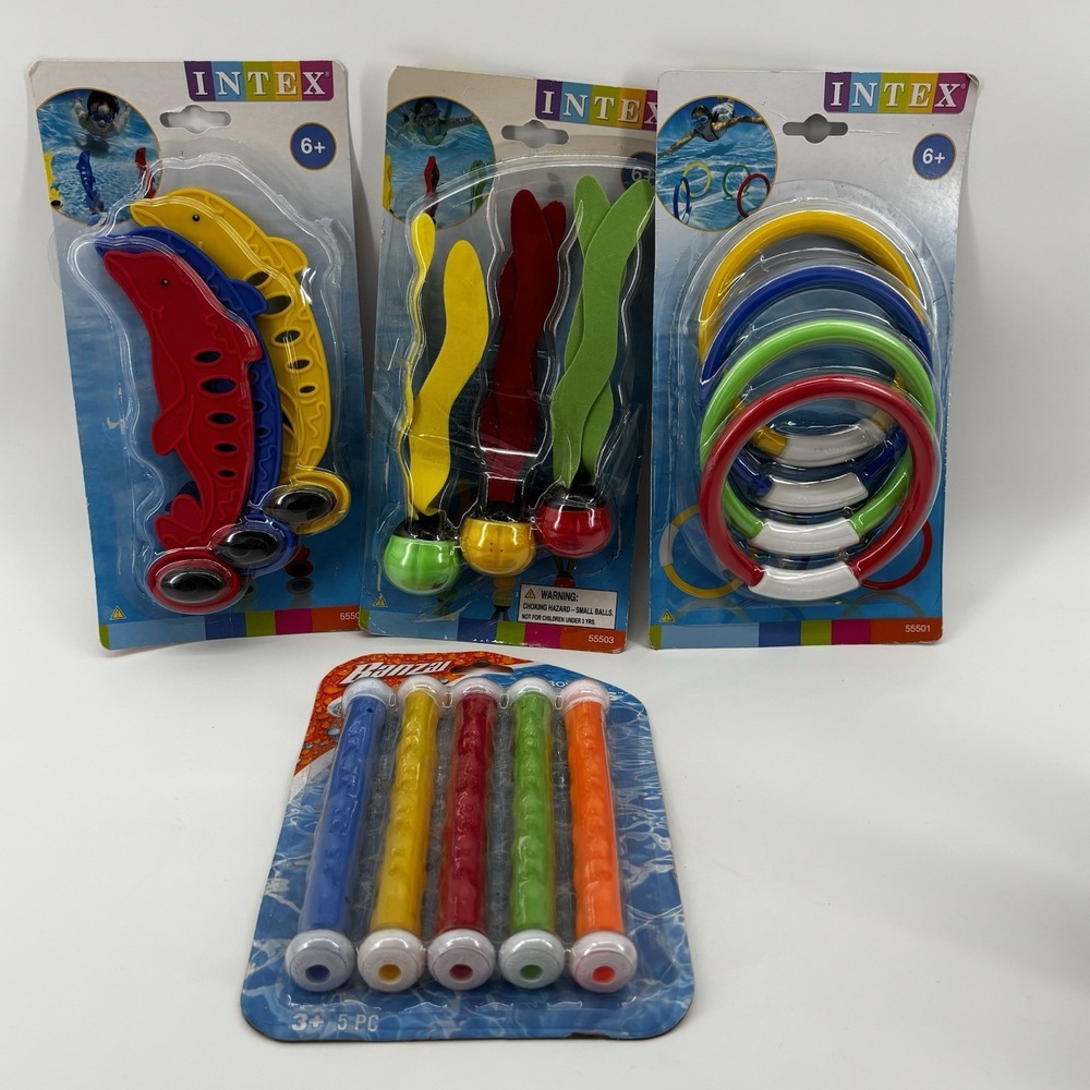 Lot Of 4 Intex & Banza Underwater Play‎ Sticks Dolphins Dive Toys Swimming Pool